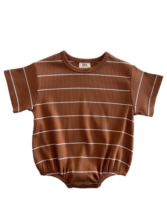 Saddle Stripe / Organic Ribbed T-Shirt Bubble (Baby - Kids)