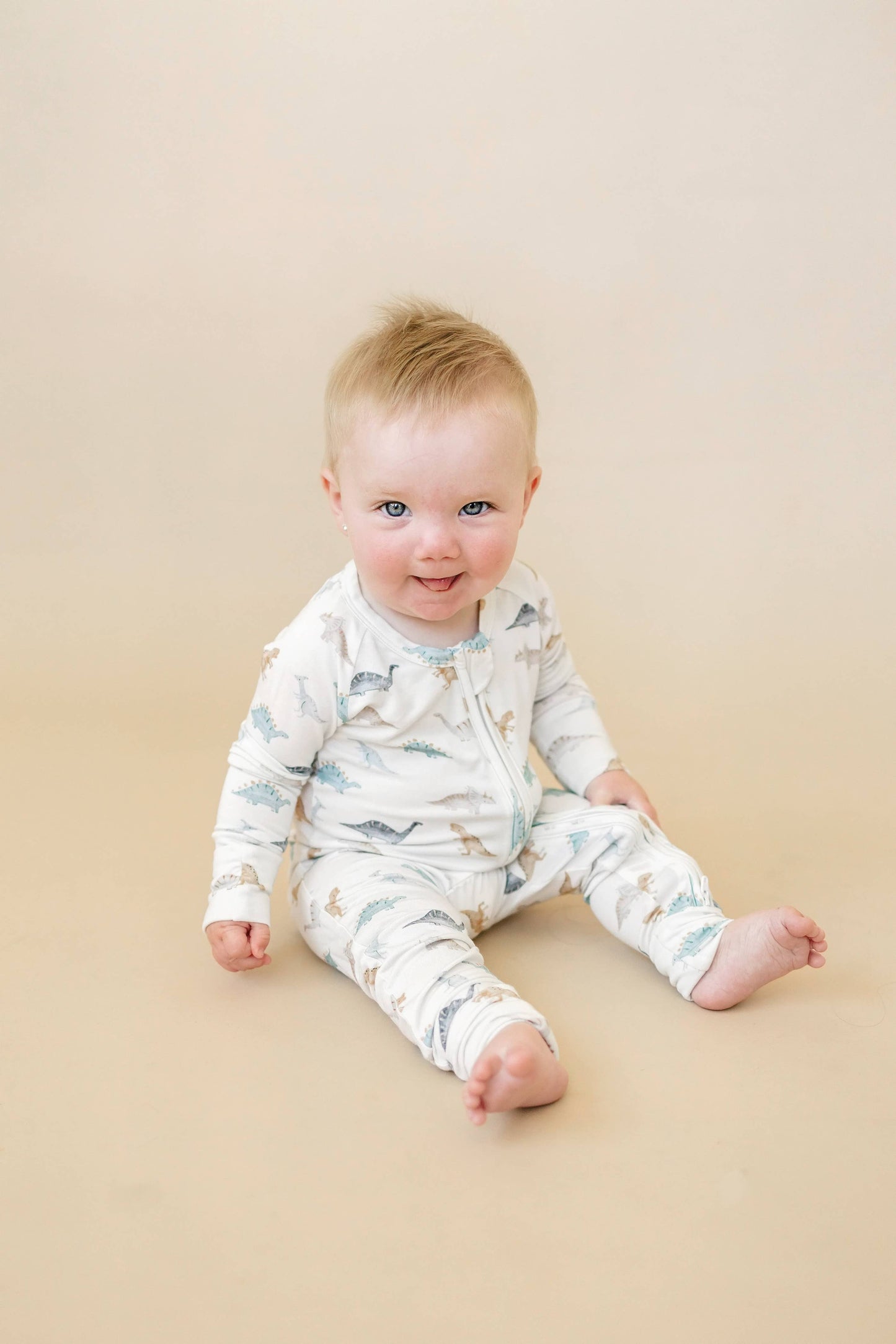 Snugglesaurus Zippy Romper Bamboo Baby Pajamas Dino Boy PJs