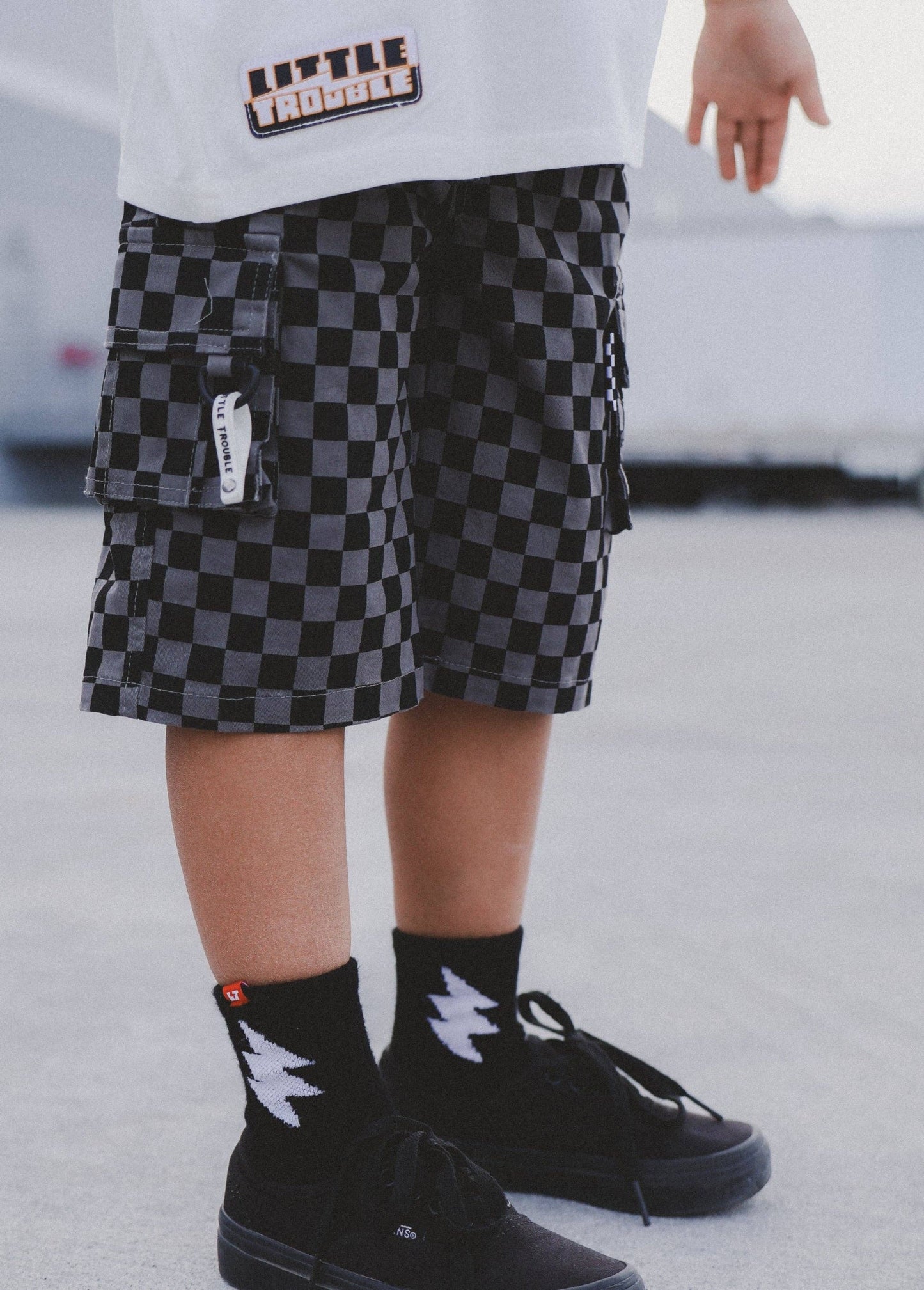 Grey Checker Cargo Shorts