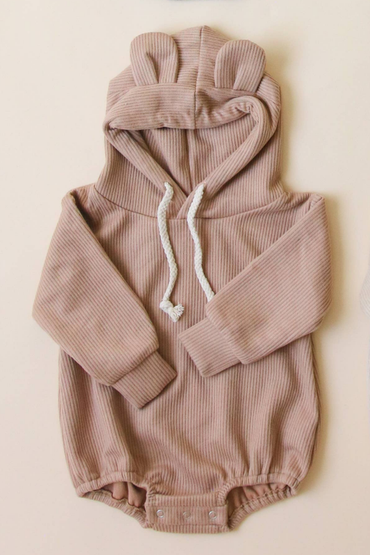 Ribbed Bear Hood Romper