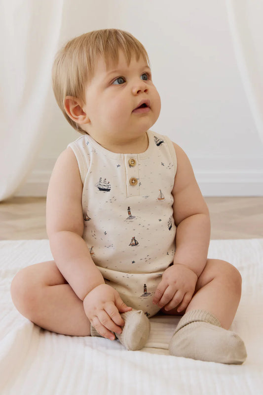 Organic Cotton Archie Playsuit - Sailing Day