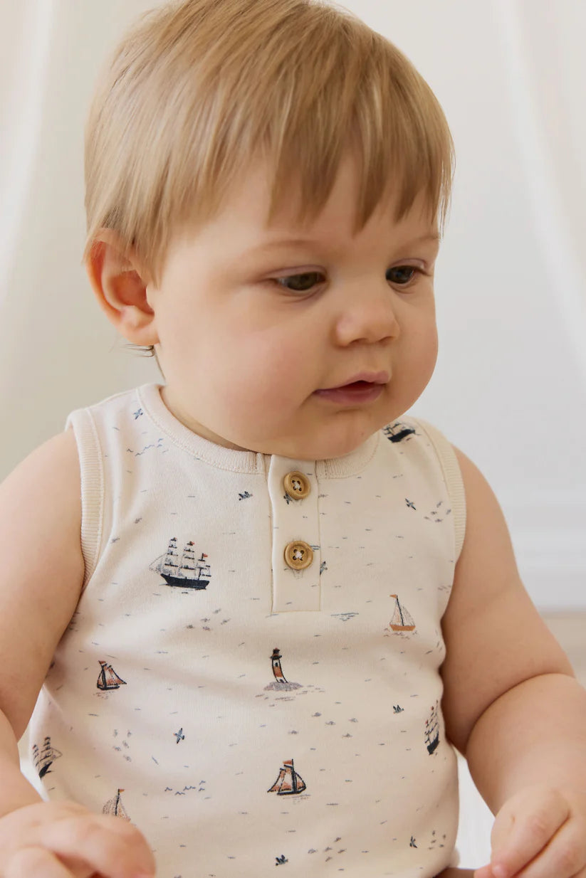 Organic Cotton Archie Playsuit - Sailing Day