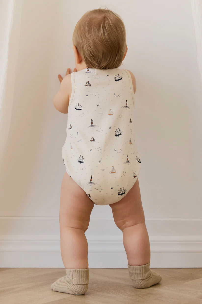 Organic Cotton Archie Playsuit - Sailing Day