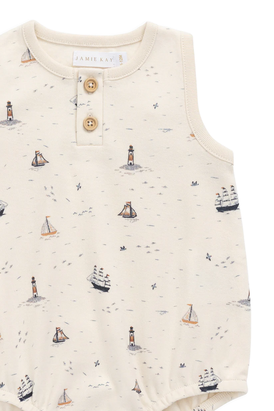Organic Cotton Archie Playsuit - Sailing Day