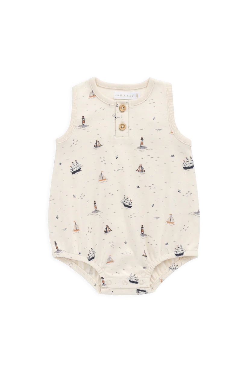 Organic Cotton Archie Playsuit - Sailing Day