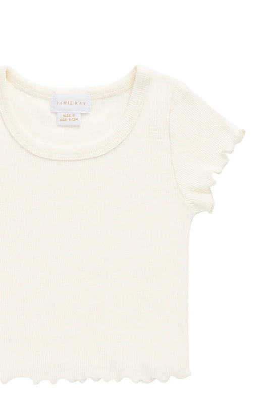 Organic Cotton Fine Rib Ines Top - Parchment