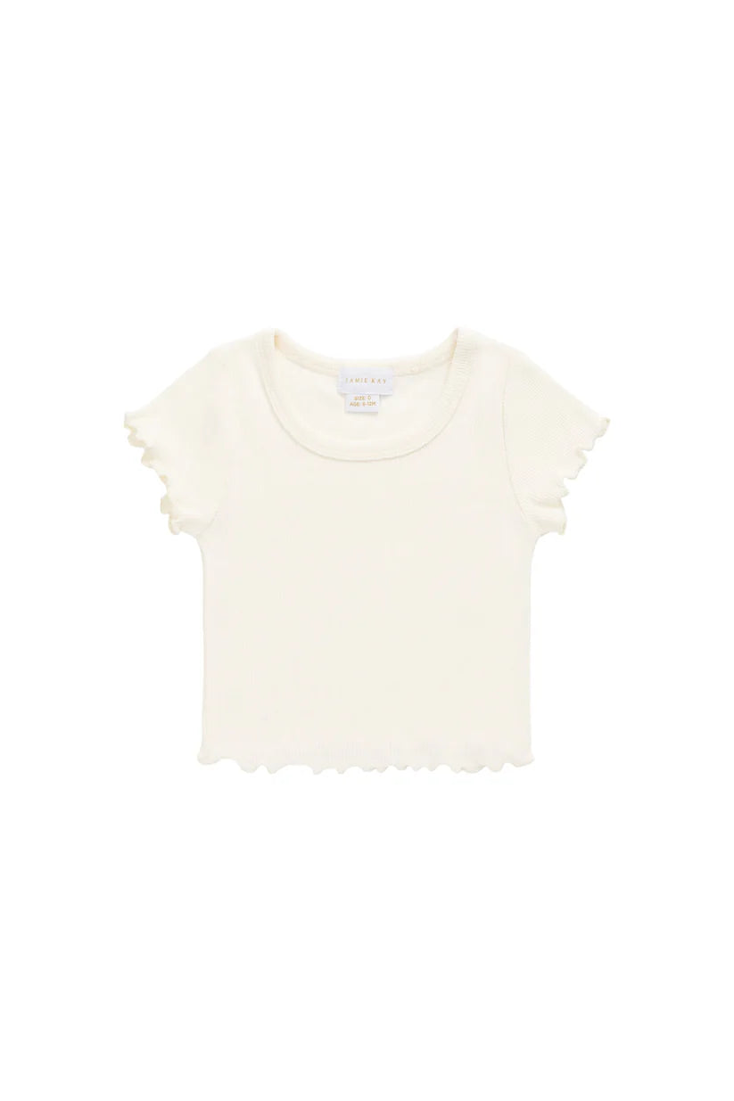 Organic Cotton Fine Rib Ines Top - Parchment