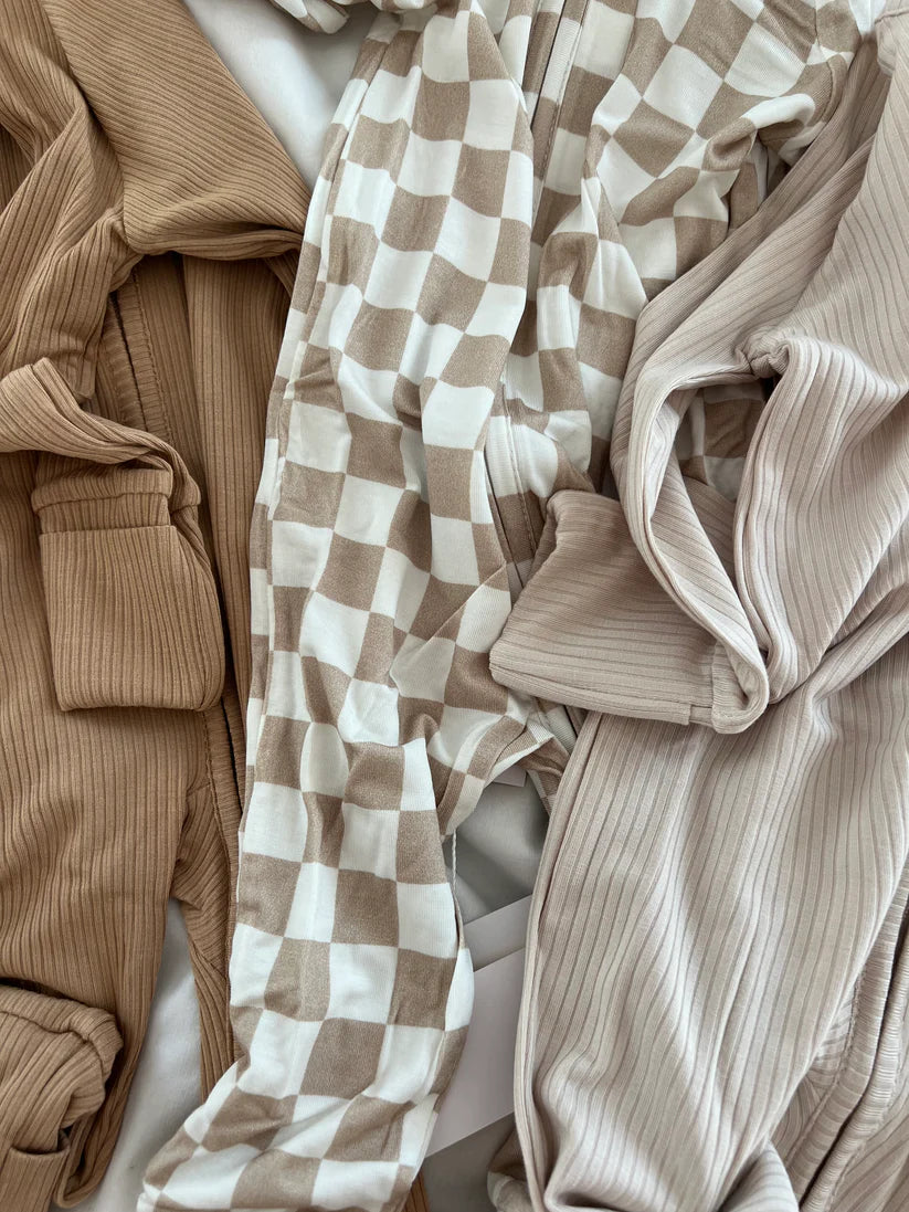 Ribbed Zip Romper || Oat