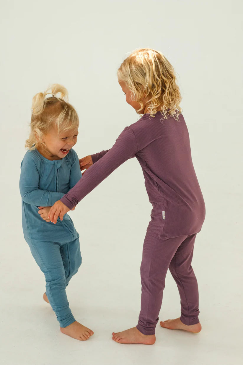 Ribbed Zip Romper || Sea Blue