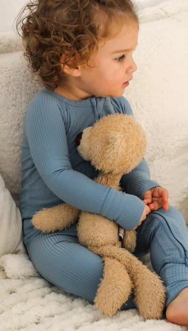 Ribbed Zip Romper || Sea Blue