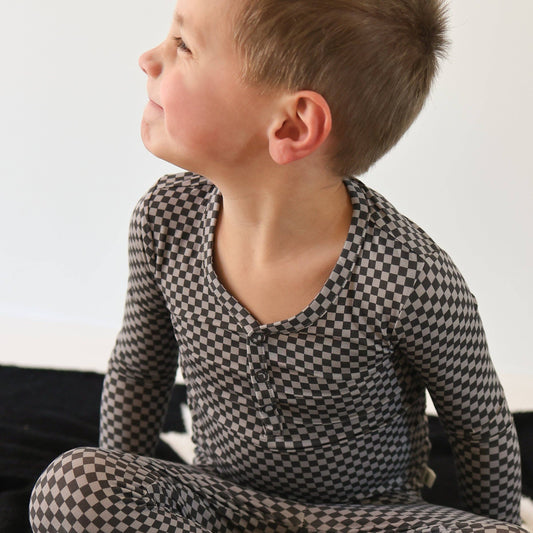 Bamboo Two Piece Pajamas | Street Micro Check