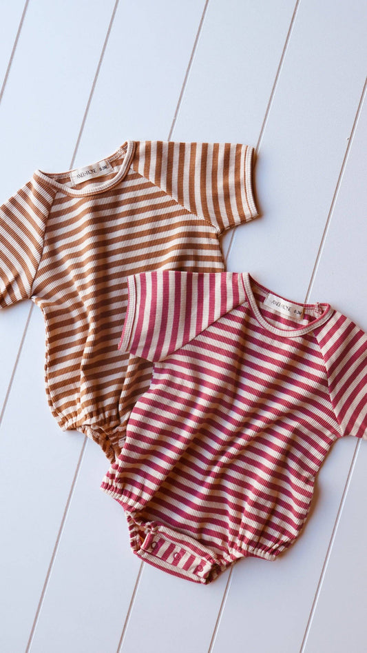 Stripe Ribbed Bubble Onesie