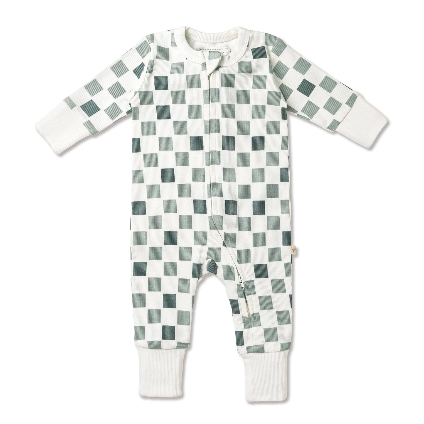 Organic 2-Way Zip Romper - Chequered