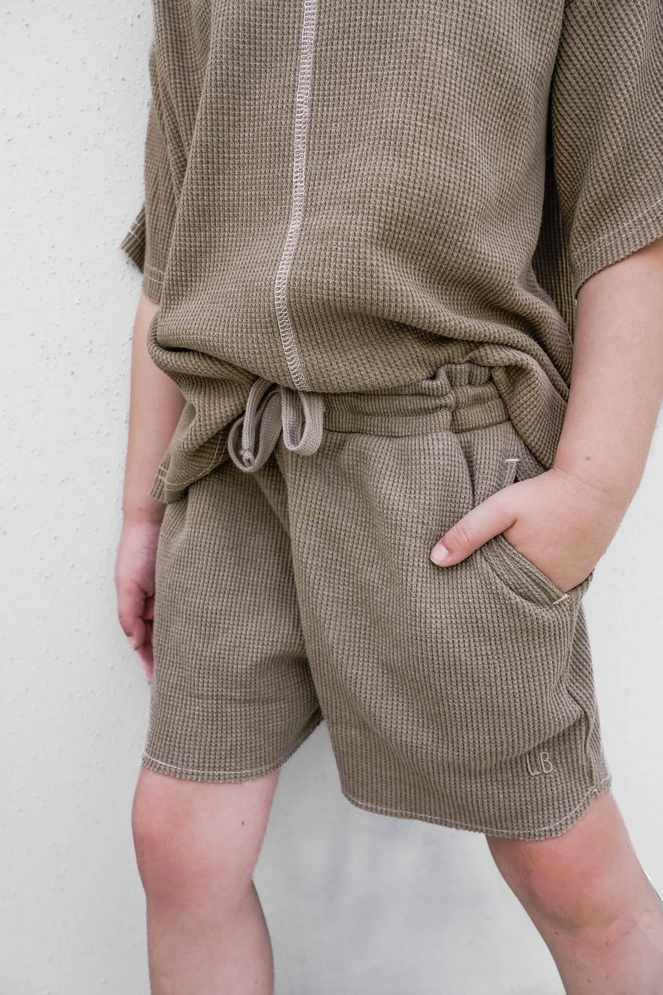 Acid Wash Waffle Short - Mushroom