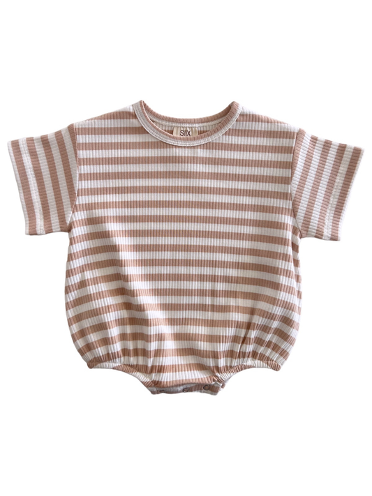 Tan Stripe / Organic Ribbed T-Shirt Bubble (Baby - Kids)