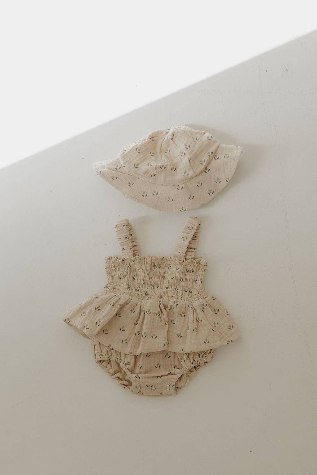 Sleeveless Muslin Romper & Hat | Flora