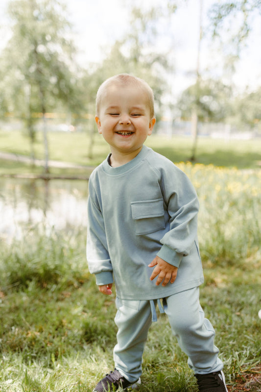 Raglan Playwear Set in Dusty Blue