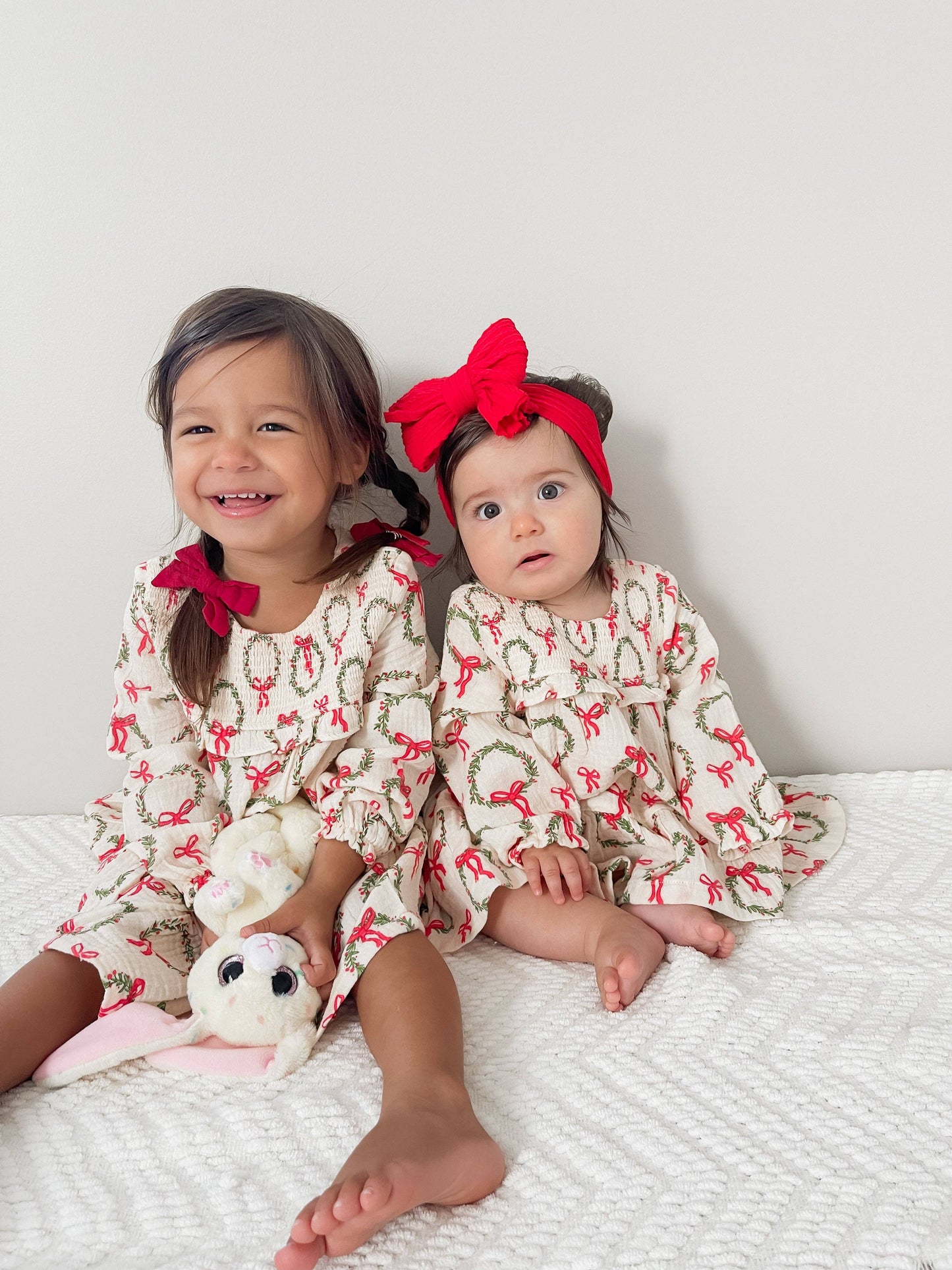 Smocked Ruffle Tiered Dress, Wreath