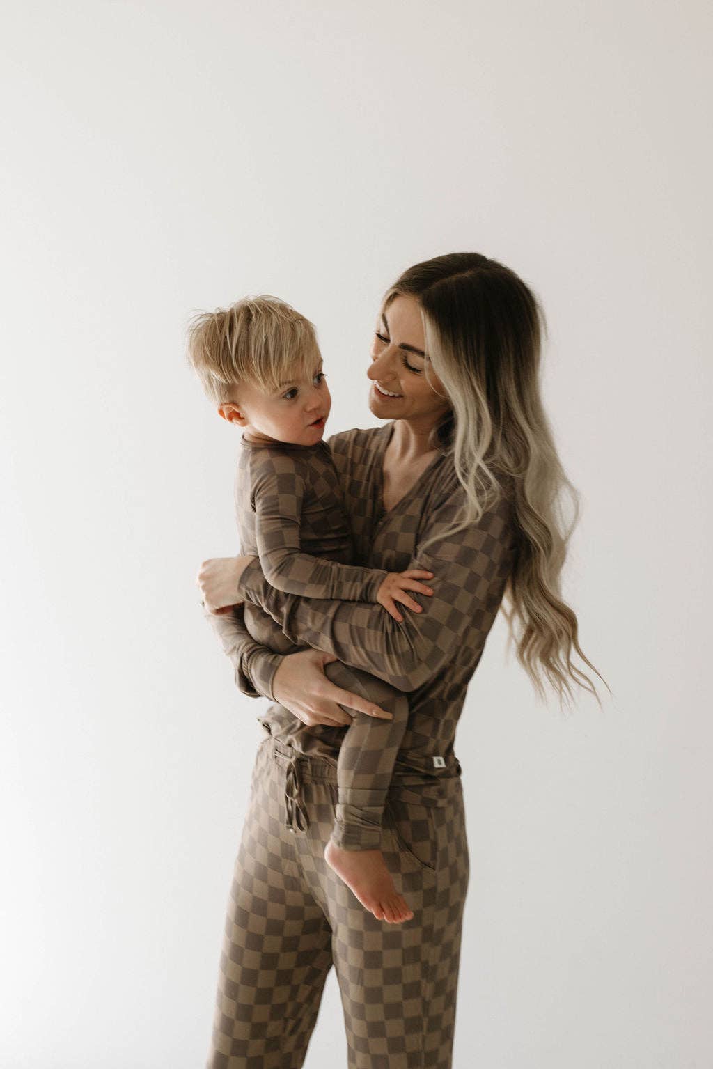 Women's Bamboo Pajama | Faded Brown Checkerboard