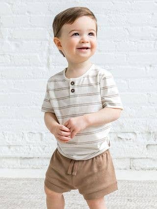Organic Baby & Kids Reef Henley Crew Neck Tee - Dover Stripe