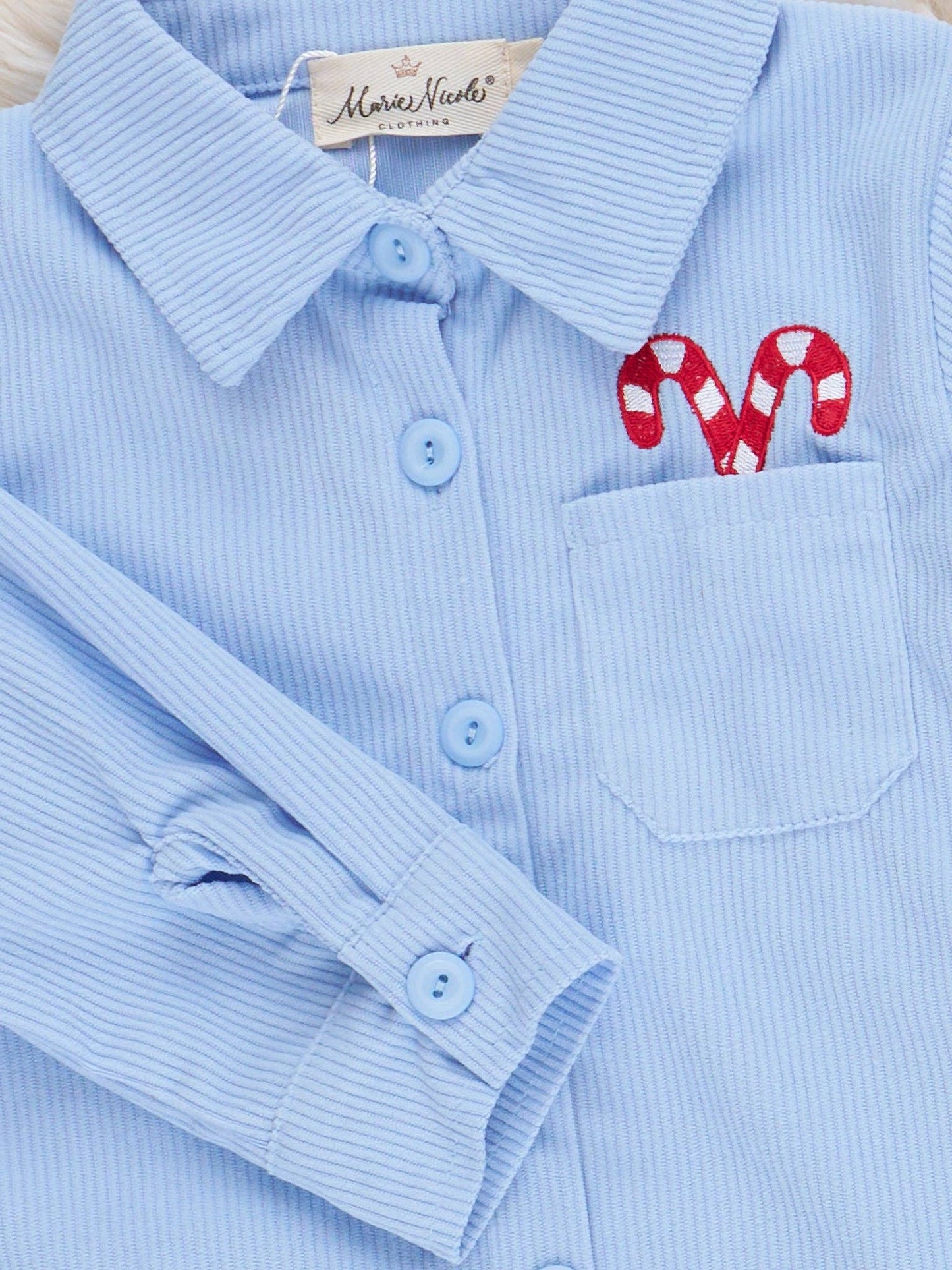 Candy Cane Peek-a-boo Pocket Embroidered Shirt