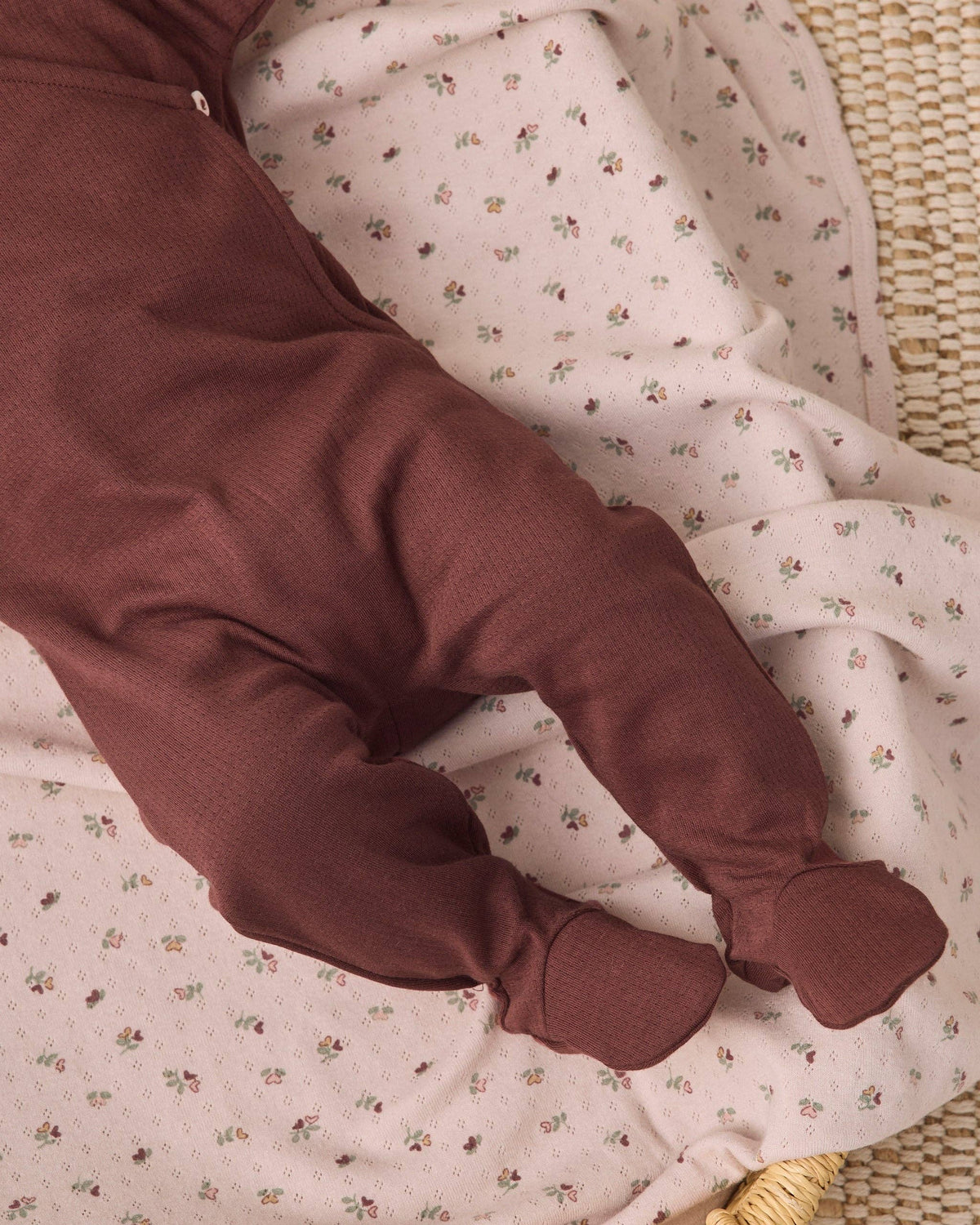 Pointelle Wrap Footie Black Cherry