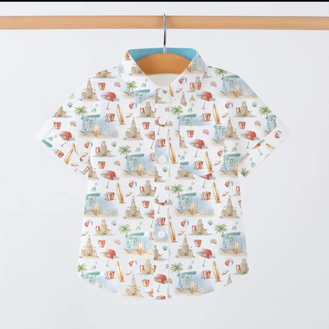 Beach Day Short Sleeve Collared Shirt