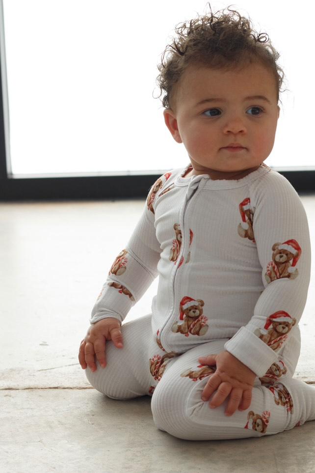 Christmas Teddy Zip Rompers