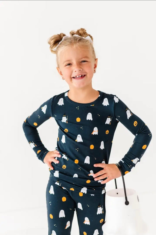 Kids Bamboo Pajamas - Halloween - Charcoal