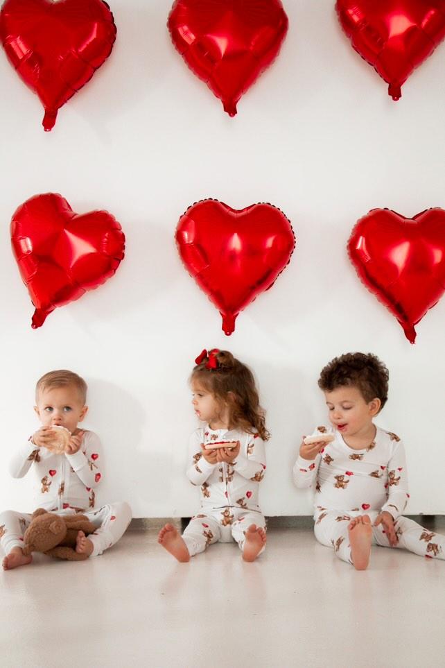 Valentines Teddy Zip Romper - Ribbed Bamboo